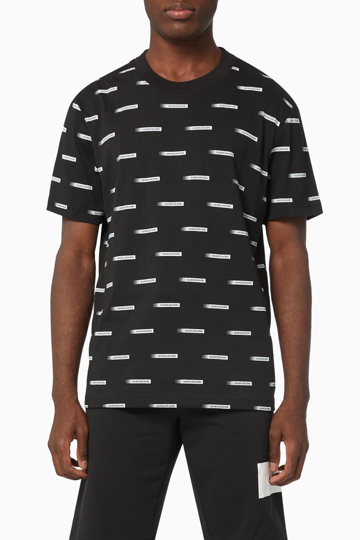

All-Over Logo T-shirt in Organic Jersey, Black