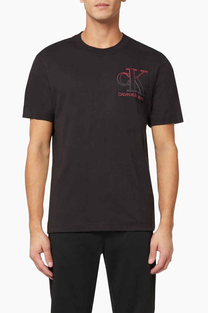 Back Logo T-shirt in Organic Cotton Jersey, Black
