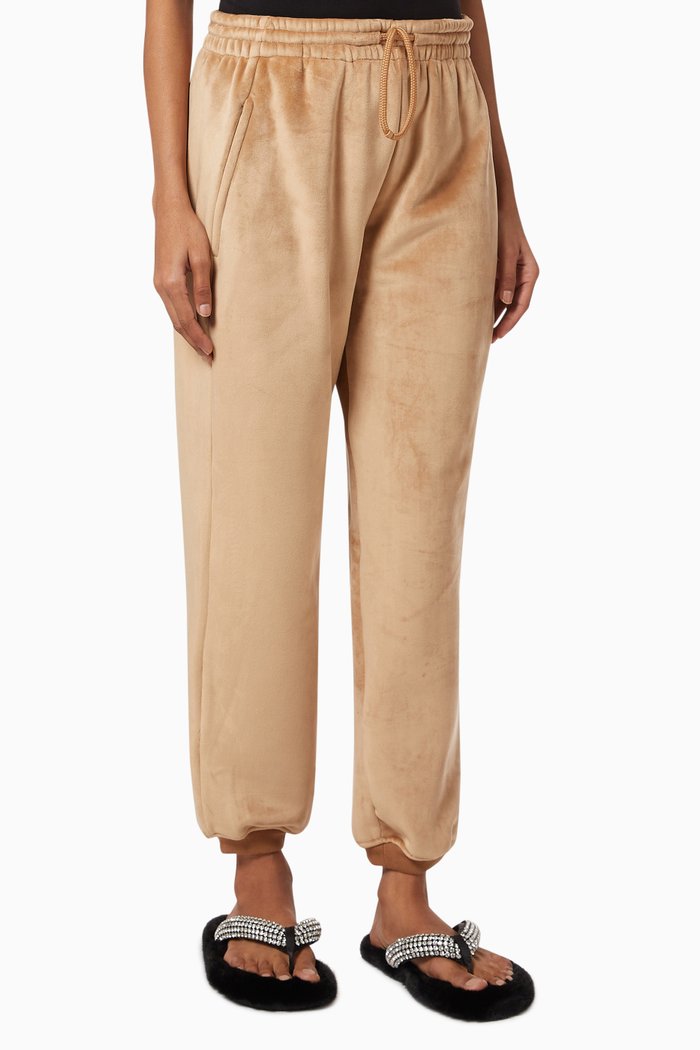 

Relaxed Fit Sweatpants in Bonded Velour, Brown