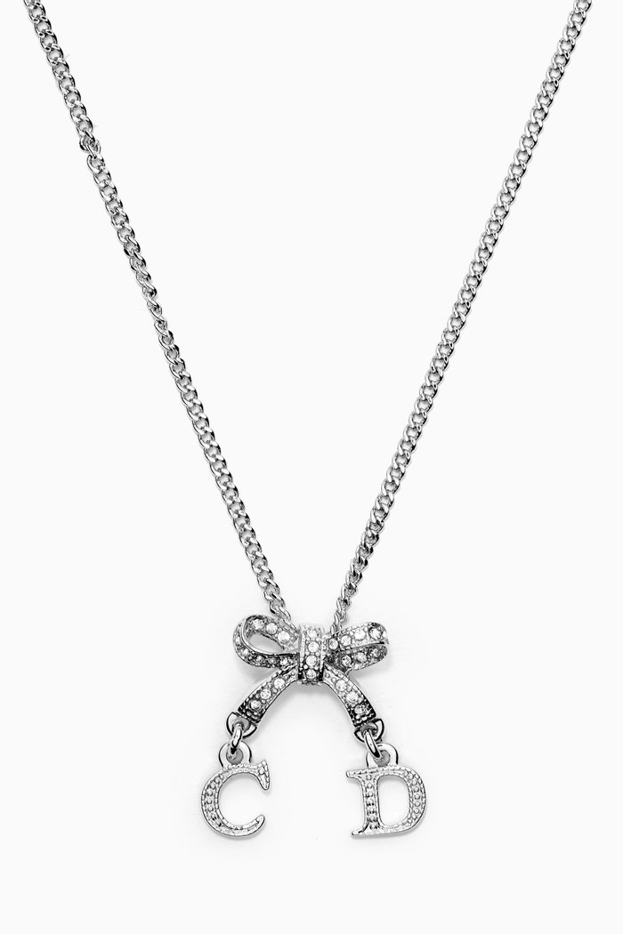

CD Bow Necklace in Metal, Silver