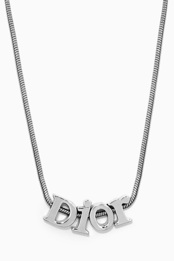 

Dior Logo Necklace in Metal, Silver