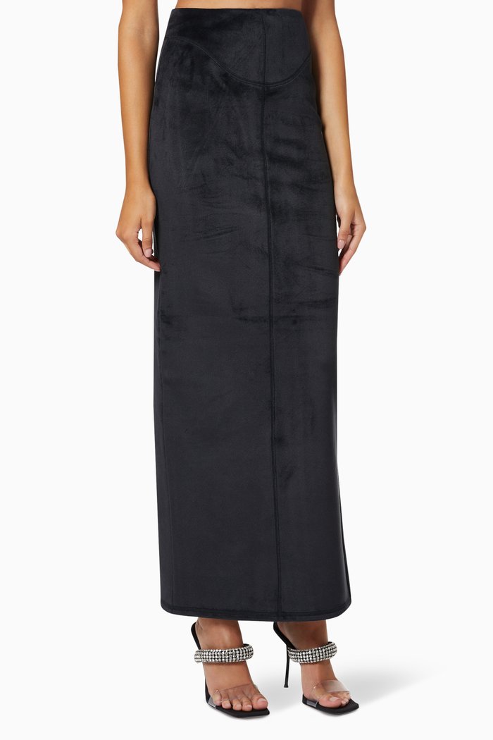 

Column Maxi Skirt in Velvet, Black
