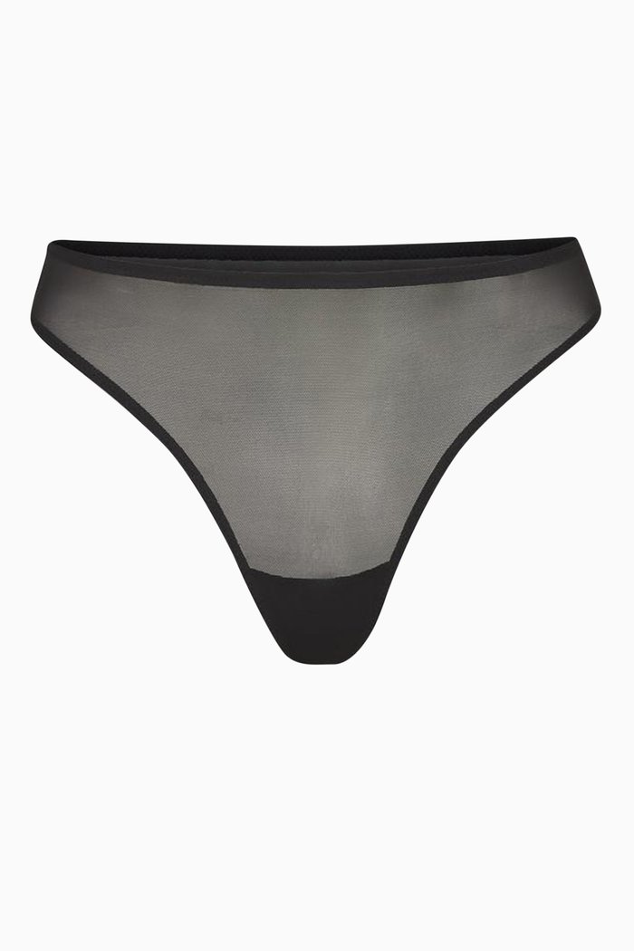 

Mesh Built Up Thong, Black