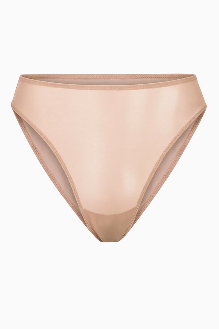 

Mesh High Cut Bikini Briefs, Grey