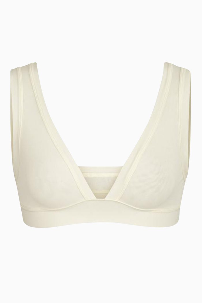 

Summer Mesh Plunge Bralette, White