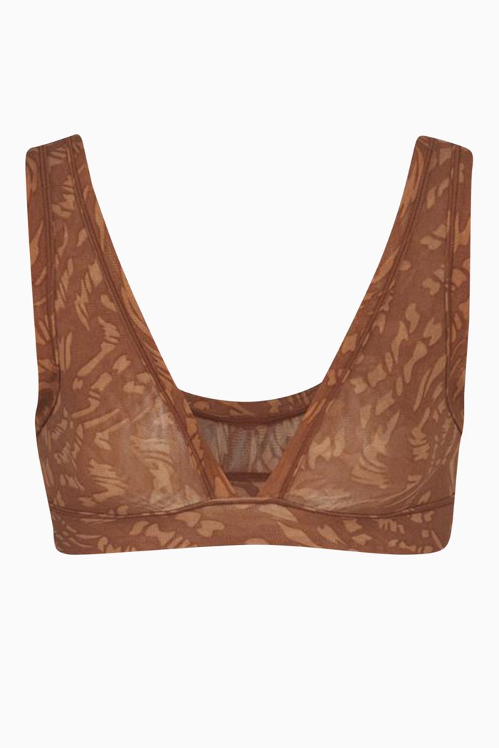 

Summer Mesh Plunge Bralette, Brown