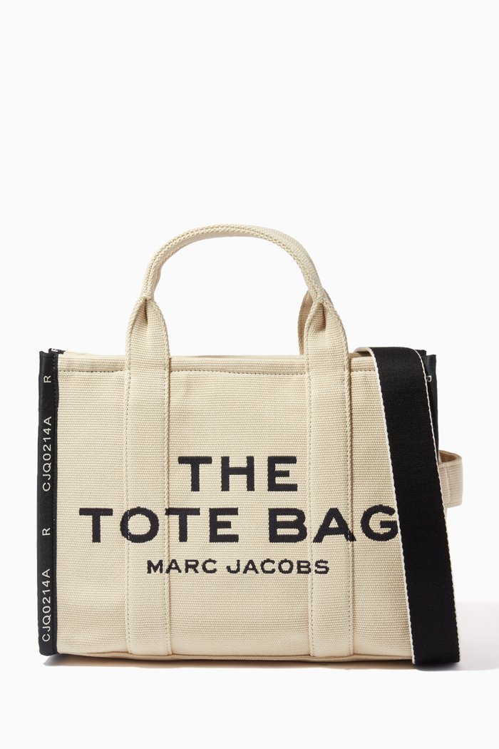 

Medium Traveler Tote Bag in Jacquard Canvas, Neutral