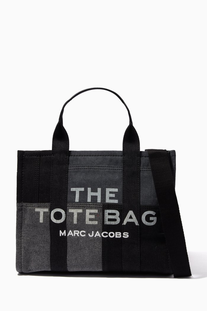 

Small Traveler Tote Bag in Denim, Black