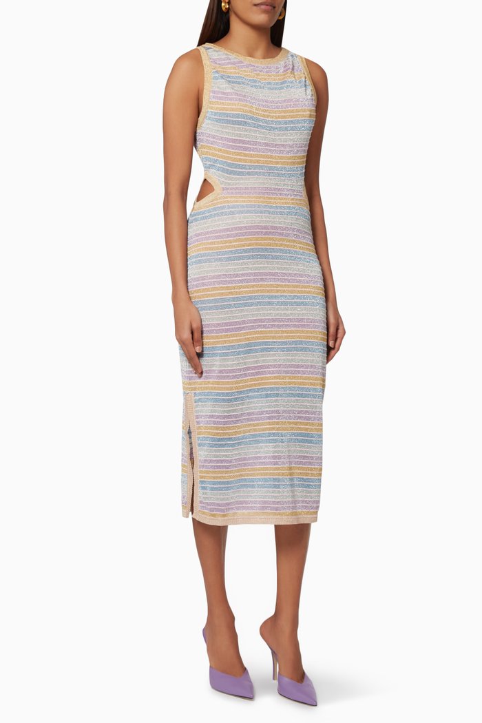 

Elise Cut Out Dress in Lurex Knit, Purple