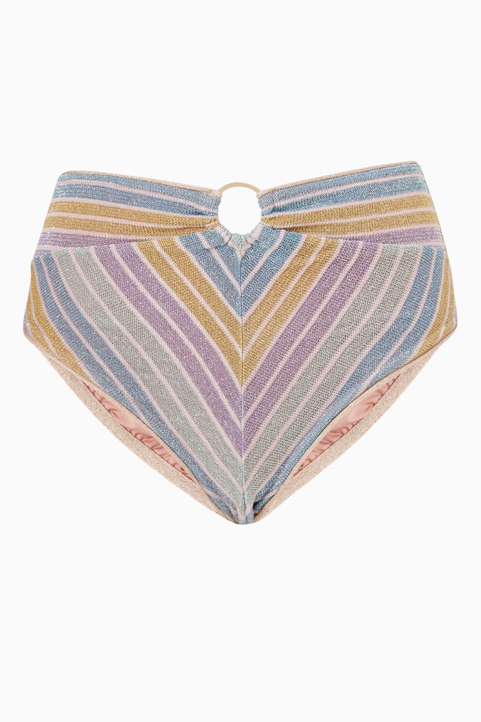 

Elise High Waist Bikini Bottoms in Lurex Knit, Purple