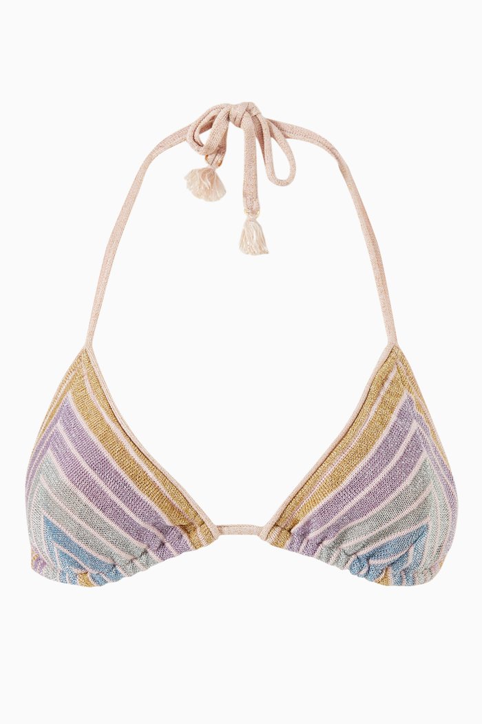 

Elise String Bikini Top in Lurex Knit, Purple