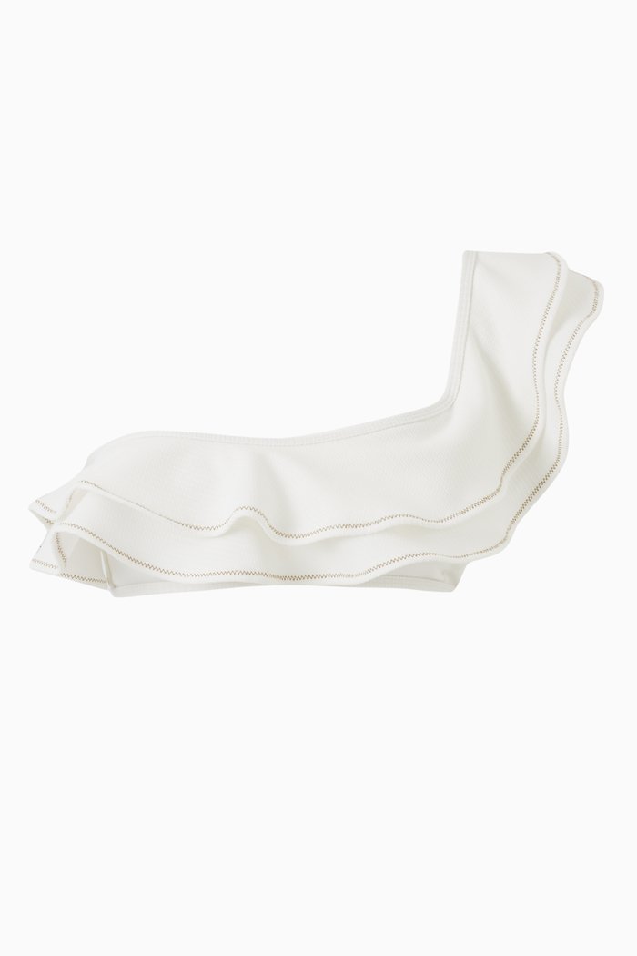 

Kaia Ruffle One Shoulder Bandeau Top, Neutral