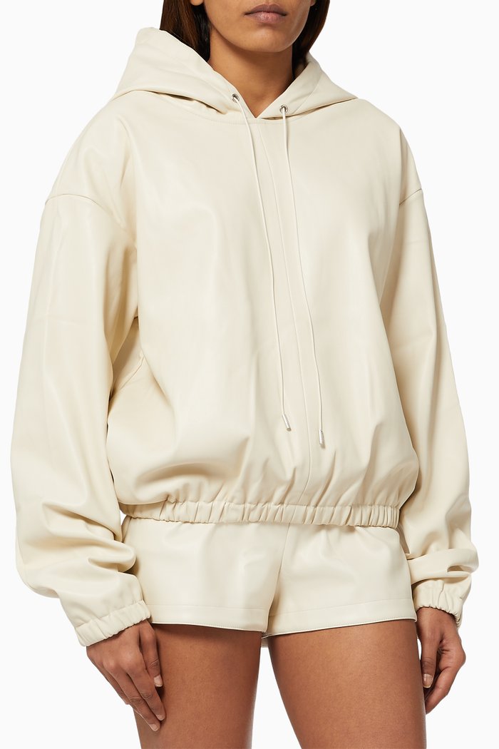 

Agata Hoodie in Faux Leather, Neutral