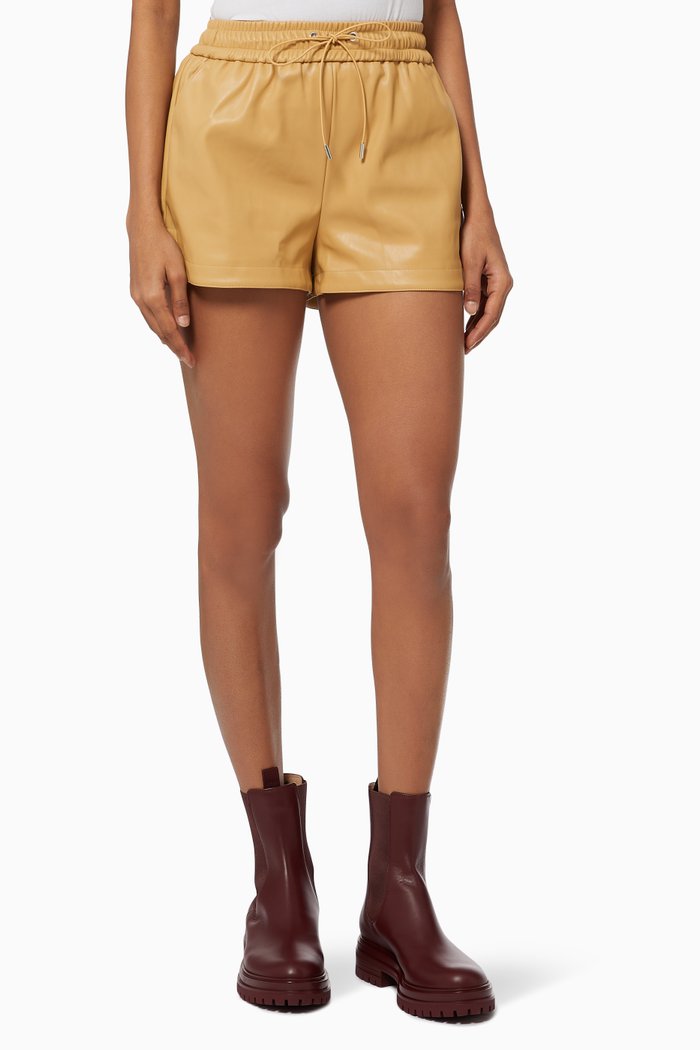 

Agata Shorts in Faux Leather, Neutral