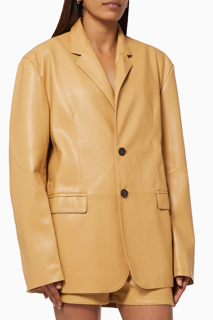 

Olympia Blazer in Faux Leather, Neutral