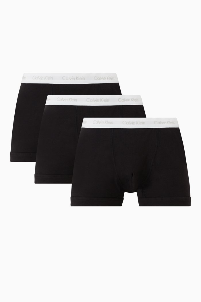

Trunks in Stretch Cotton, Set of 3, Black