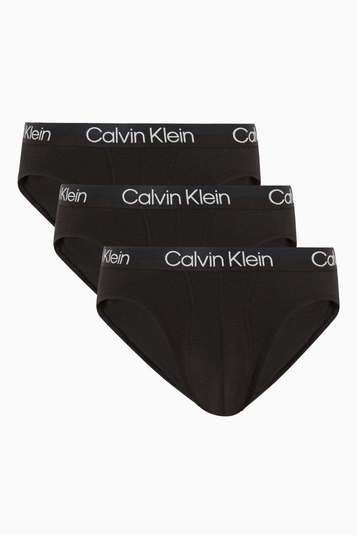Modern Structure Hip Briefs, Set of 3, Black