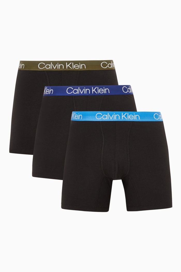 

Modern Structure Boxer Briefs in Stretch Cotton Blend, Set of 3, Black