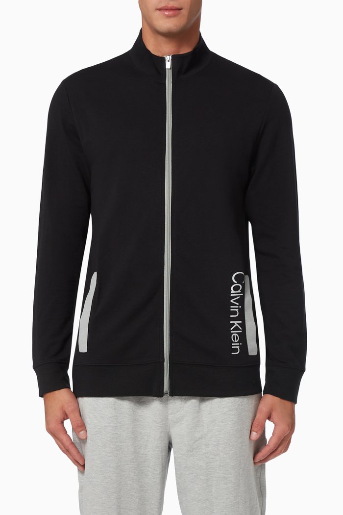 

Galvanized Lounge Zip-Up Sweatshirt in Stretch Jersey, Black