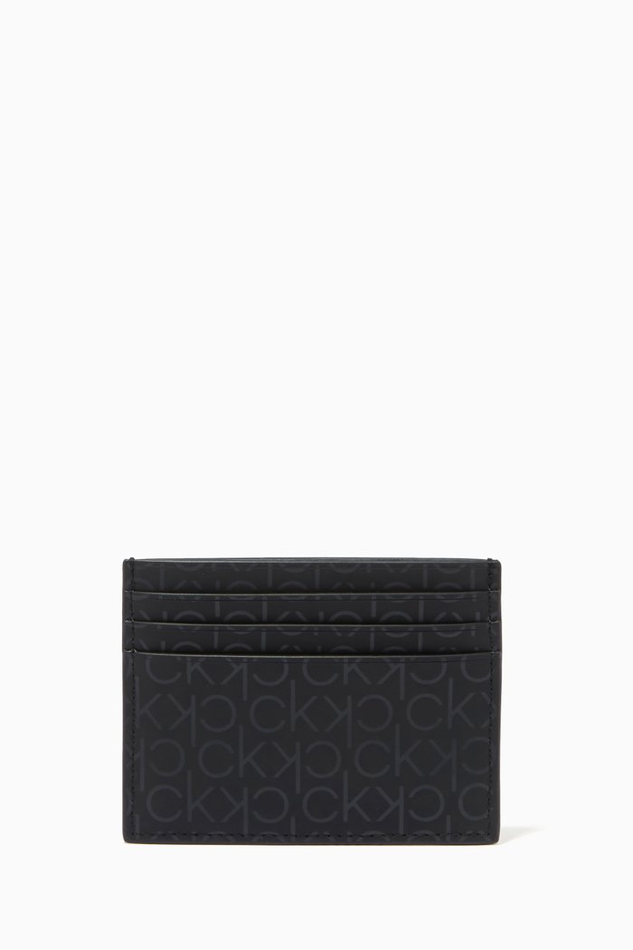 

RIFD Blocking Logo Card Holder in Faux Leather, Black