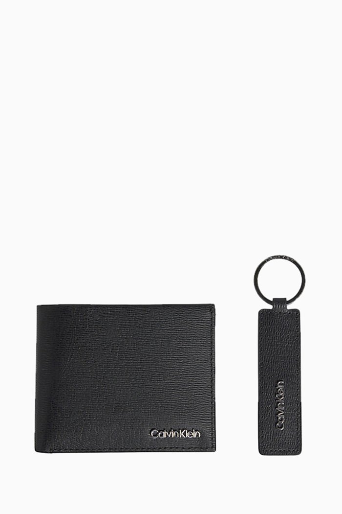 

Billfold Wallet & Keyring Gift Set in Leather, Black