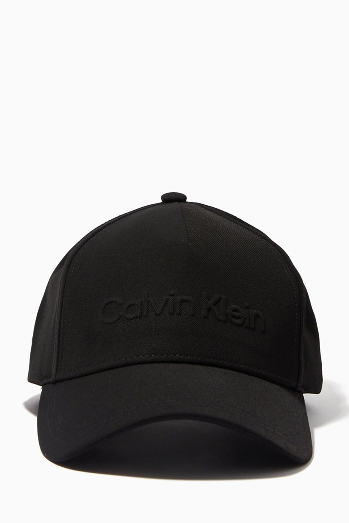 Debossed Logo Cap in Twill, Black