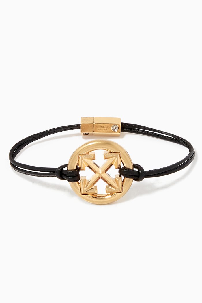 

Arrows Bracelet in Leather & Metal, Black
