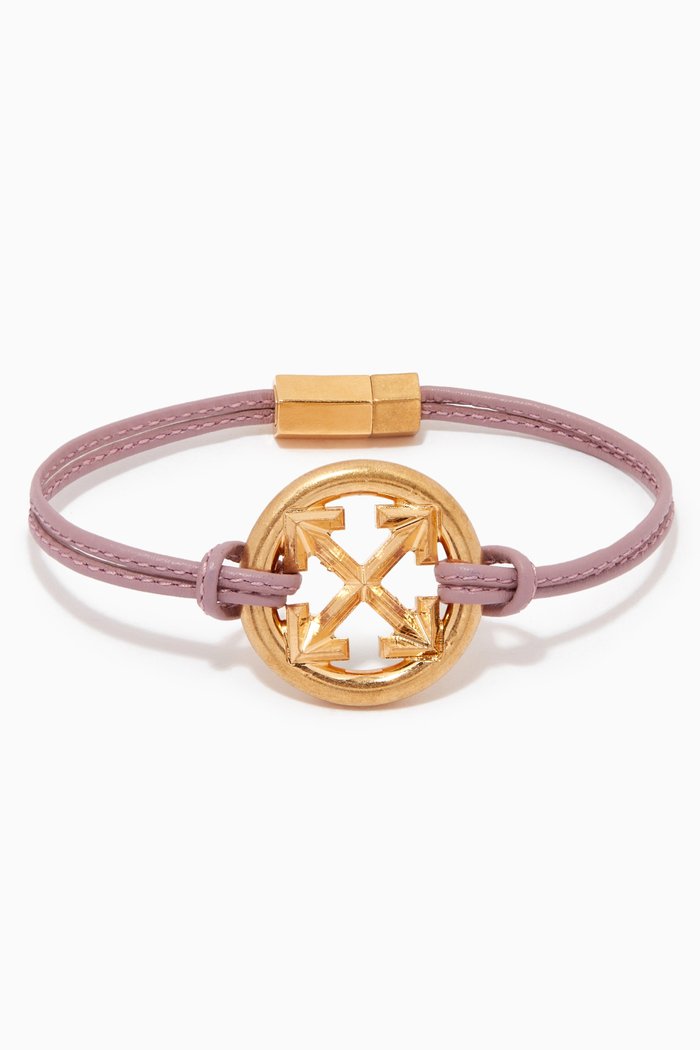 

Arrows Bracelet in Leather & Metal, Purple