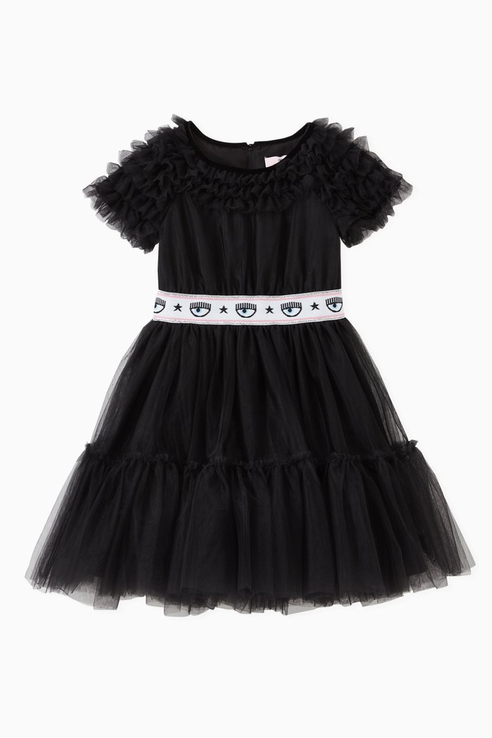 

Logo Tutu Dress in Tulle, Black