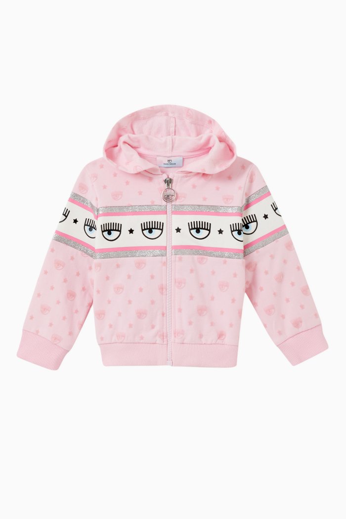 

Eye Logo Hoodie in Stretch Fleece, Pink