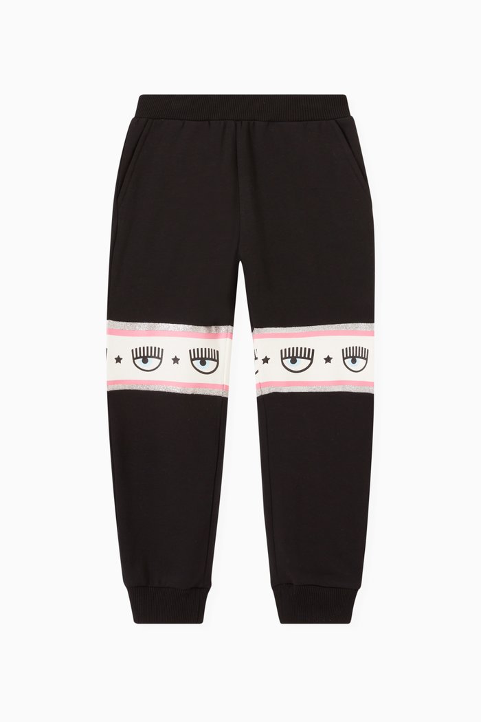 

Eye Logo Tape Track Pants in Fleece, Black