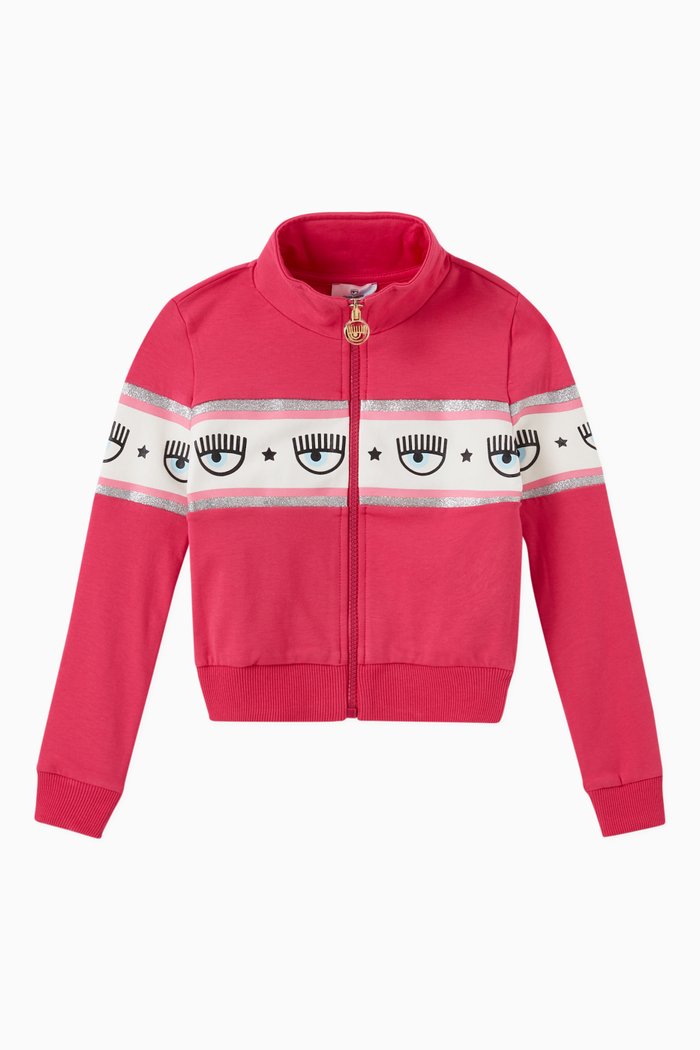 

x Monnalisa Logomania Track Jacket in Stretch Cotton, Pink