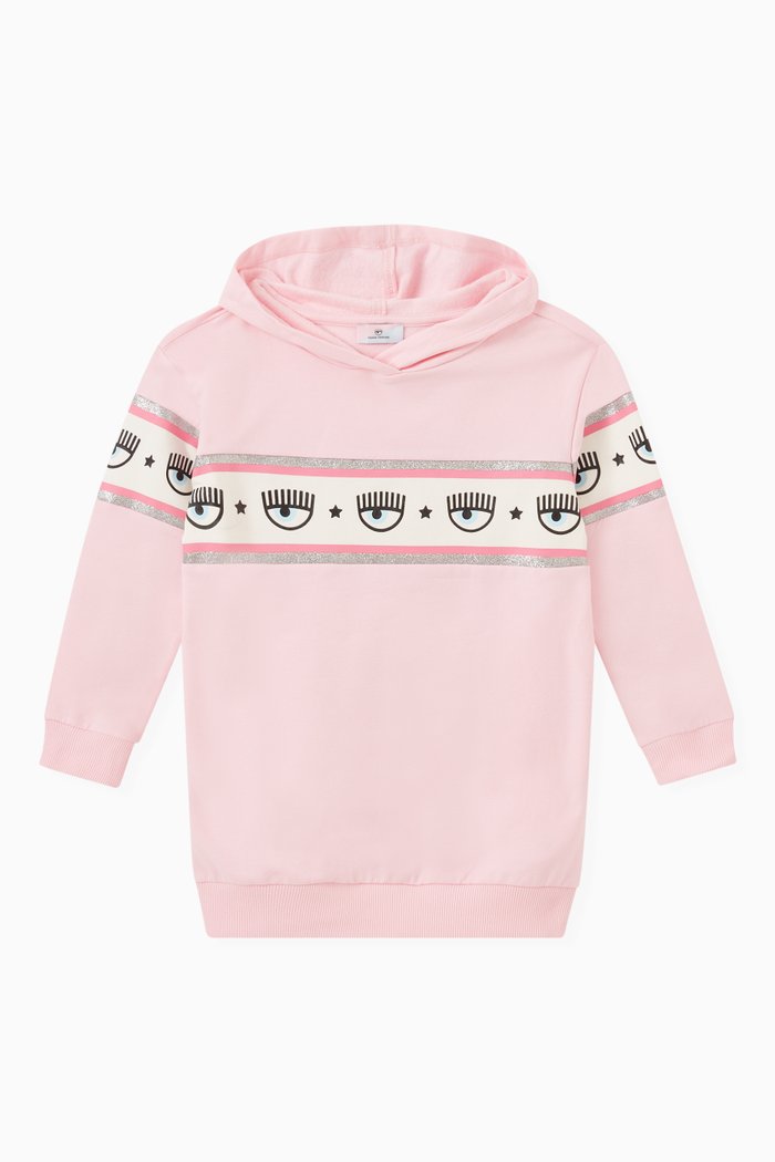 

Eye Logo Tape Sweatshirt Dress in Stretch Cotton, Pink