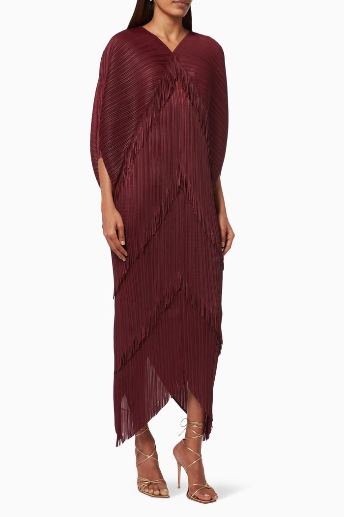 

Kimono Fringe Dress in Crepe, Multicolour