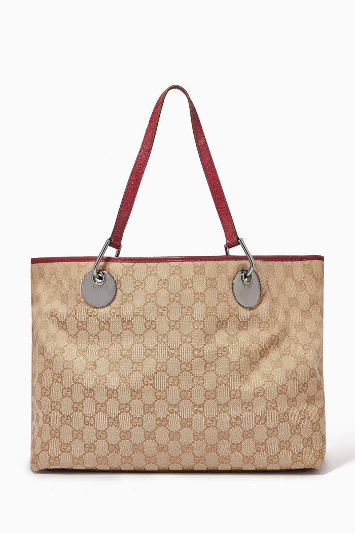 

Large Tote Bag in GG Canvas & Leather, Neutral