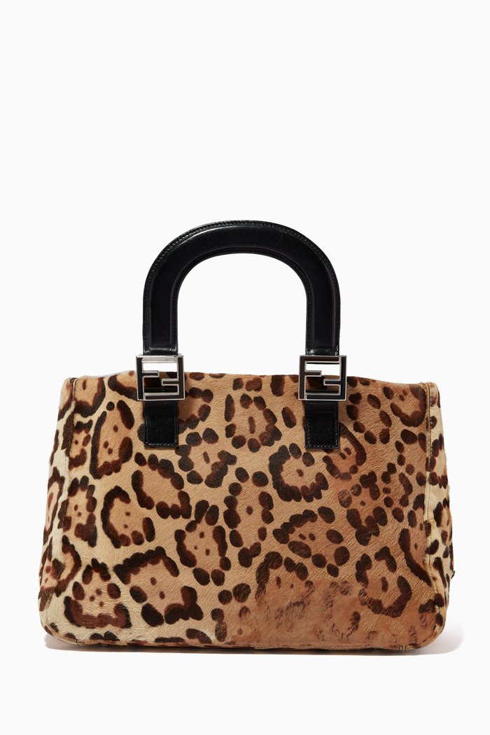 

Mamma Tote Bag in Leopard Calf Fur, Brown