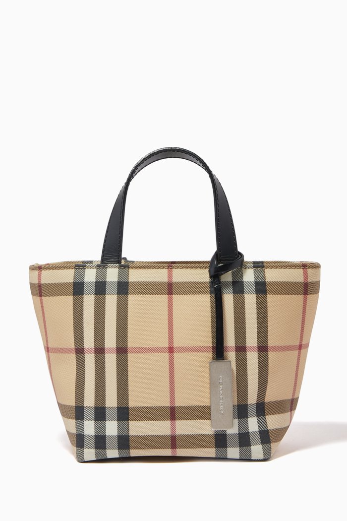 

Mini Tote Bag in Nova Check Cotton, Neutral