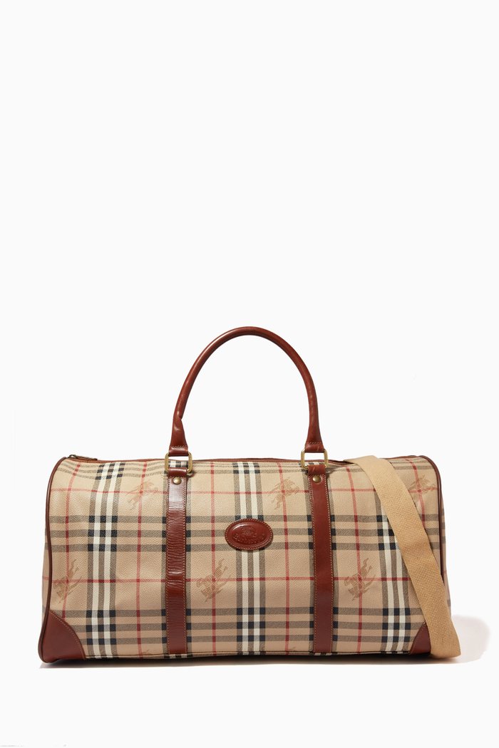 

Boston Travel Bag in Nova Check Canvas, Brown