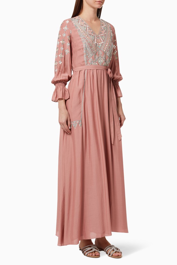 

Embroidered Dress in Viscose, Pink