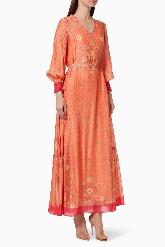 

Printed Kaftan in Cotton, Pink