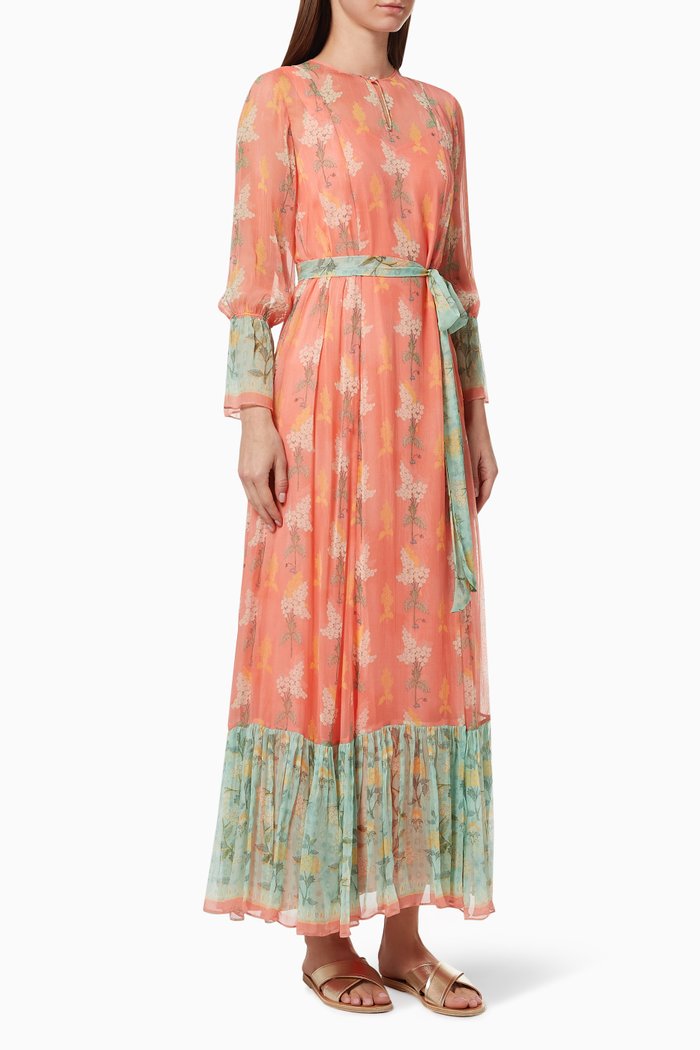 

Long Sleeve Dress with Belt, Pink