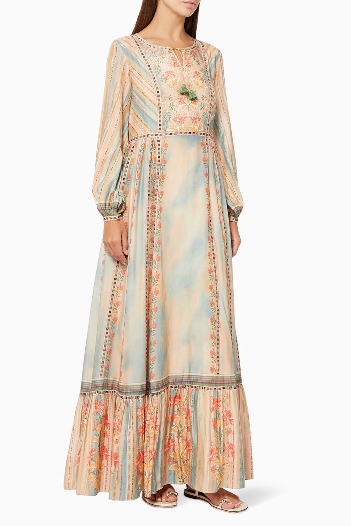 

Printed Kaftan in Tencel, Pink