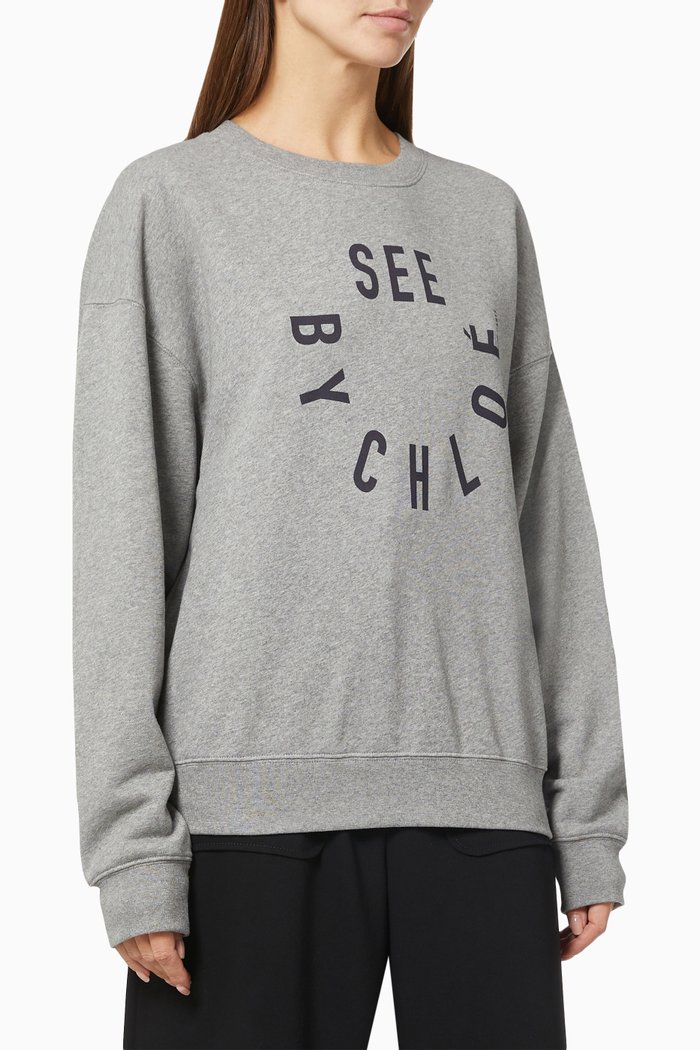 Logo Sweatshirt in Cotton Fleece, Grey