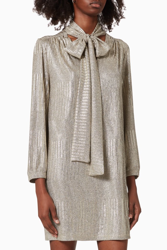 

Scarf Mini Dress in Lamé Jersey, Gold