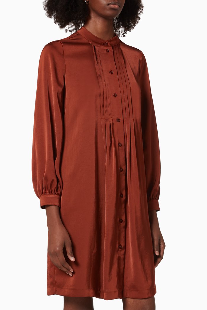 

Mini Dress in Satin, Brown