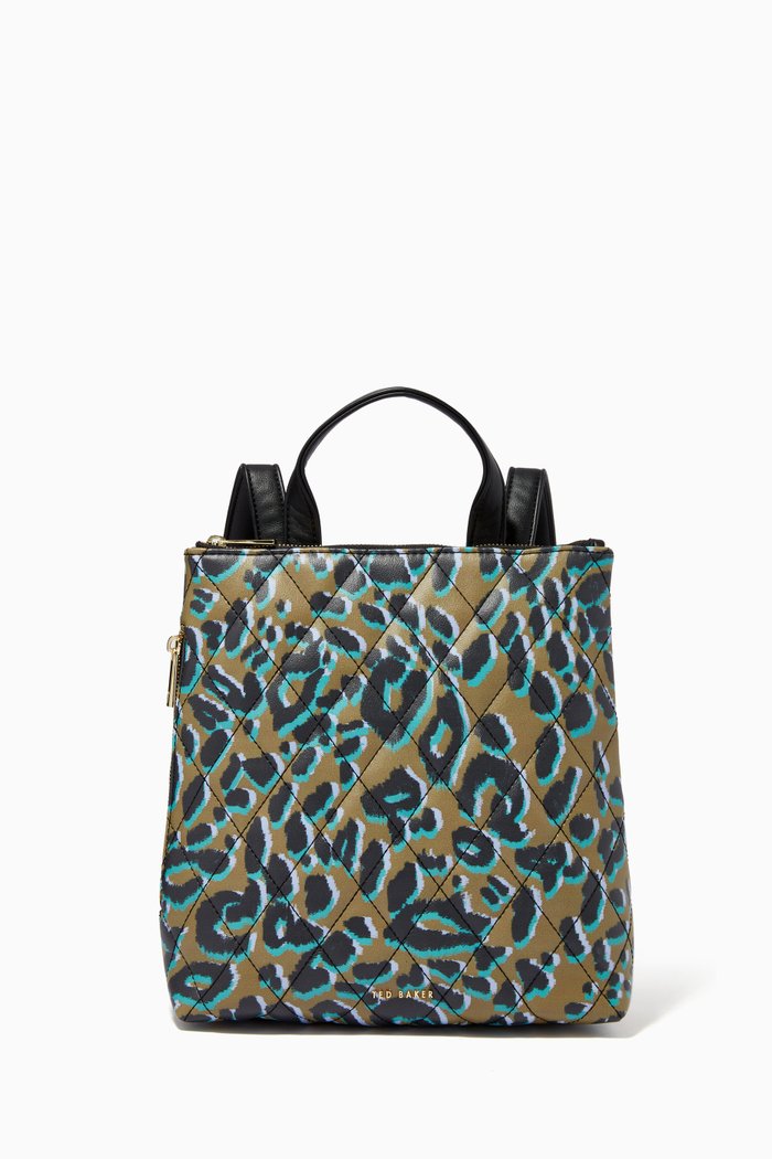 

Quiltoe Backpack in Leopard Recycled PU, Green