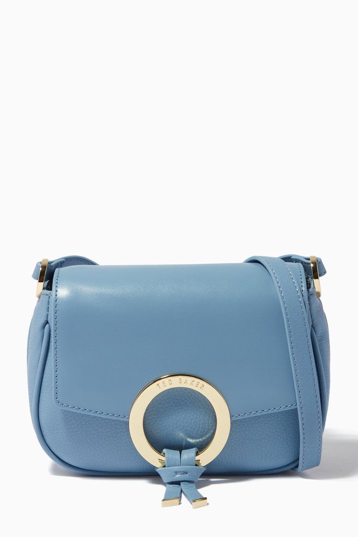 

Trinett Crossbody Bag with Statement Ring in Leather, Blue