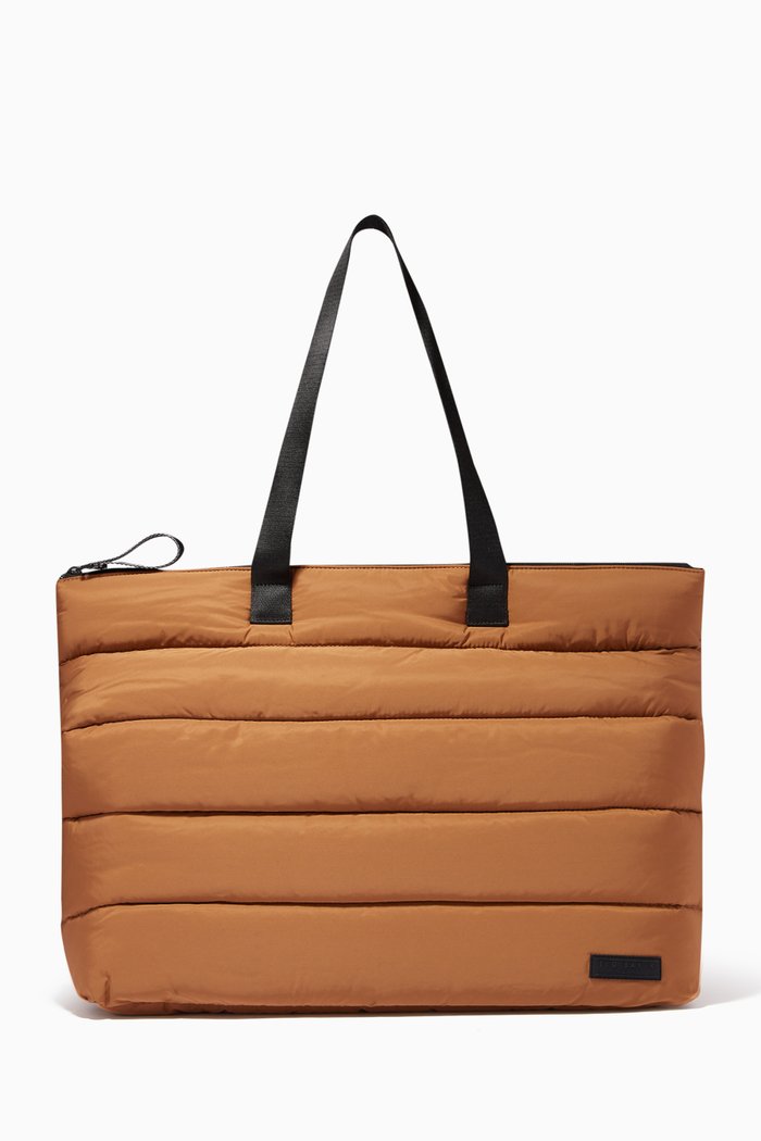 

Percent Tote Bag in Quilted Recycled Nylon, Gold