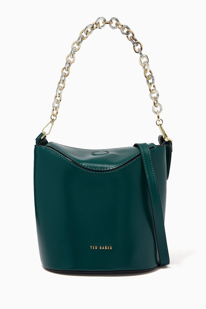 

Brookki Mini Bucket Bag in Leather, Green
