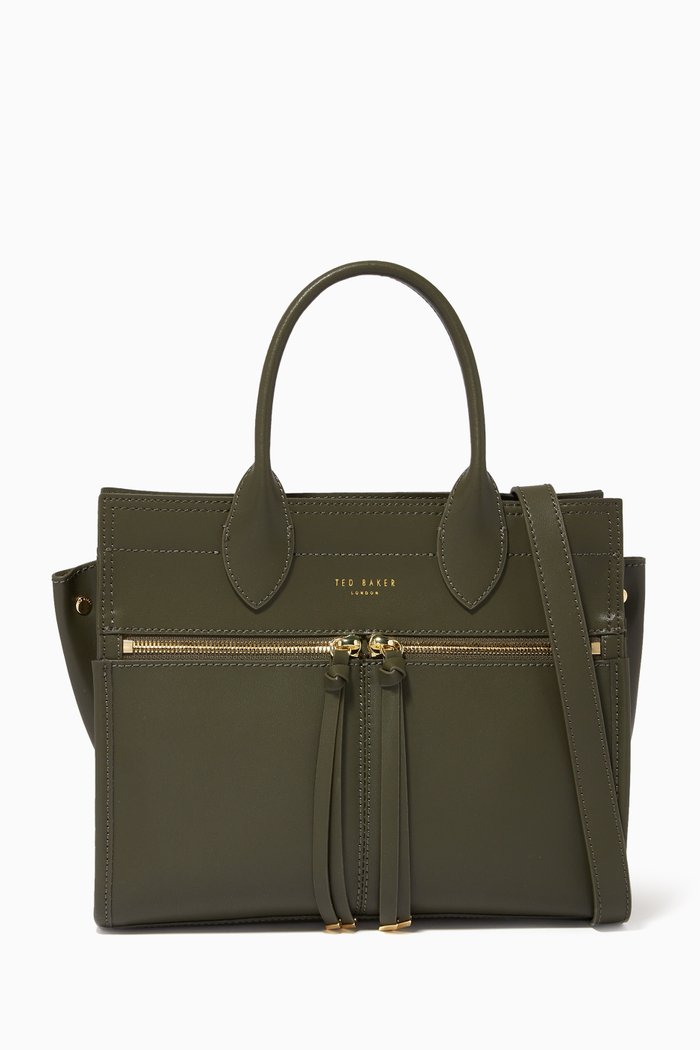 

Reginaa Small Tote Bag in Leather, Green